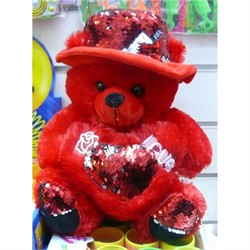 Медведь сердце в шляпе 12 шт/уп мягкая игрушка - фото 128511