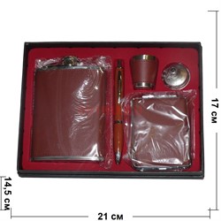 Набор подарочный (D17-10) с флягой 8 унций + портсигар + ручка - фото 128723