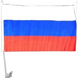 Флаг России без герба на машину 30х45 см с креплением 12 шт/бл - фото 132448