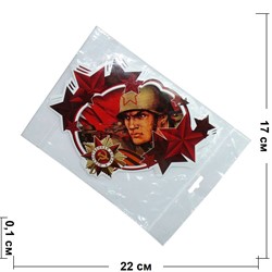 Наклейка на 9 Мая «Орден Победы и солдат в каске» 17x22 см - фото 132477
