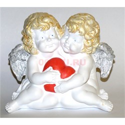 Два ангелочка с сердцем (гипс) 13 см - фото 132763