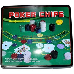 Набор для покера 500 фишек в жестяной банке - фото 133391