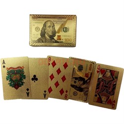 Карты для покера 100 долларов с металлическим покрытием 144 шт/кор - фото 133430