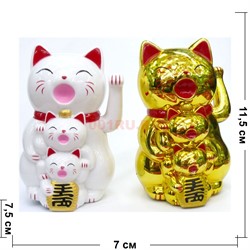 Коты Манэки Нэко "семья" 11,5 см высота, 3 цвета - фото 134602
