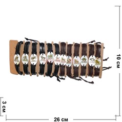 Браслет кожаный овальный со знаками зодиака 12 шт/уп с перламутром - фото 135195