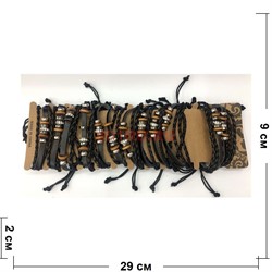 Черные браслеты под кожу (МУ-38) с фурнитурой 12 шт/уп - фото 135431