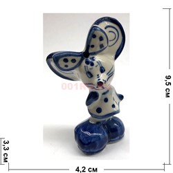 Символ 2020 года Крыса  с бантом (38) гжель 9,5 см - фото 135523