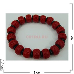 Красно-черный браслет 14 мм с мантрами - фото 135679