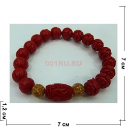 Красный браслет с желтыми камнями 12 мм - фото 135681