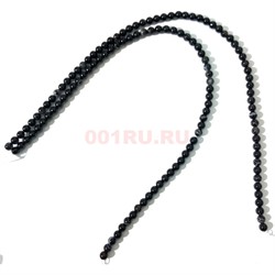 Бусины агат круглые черные 6 мм для рукоделия на нитке 40 см - фото 136522