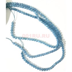 Бусины голубой кварц круглые 6 мм для рукоделия на нитке 40 см - фото 136594