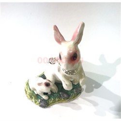 Шкатулка со стразами "Кролик с крольчонком" - фото 136698