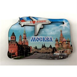 Магнит (MS-66) «Москва» с самолетом деревянный - фото 137187