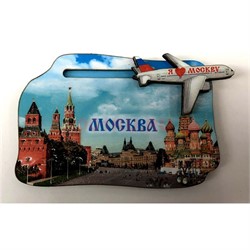 Магнит (MS-66) «Москва» с самолетом деревянный - фото 137188