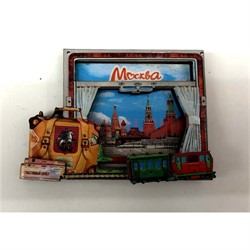 Магнит (MS-67) «Москва» с поездом деревянный - фото 137191