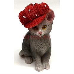 Кошка (K20) с шляпой из керамики - фото 137498