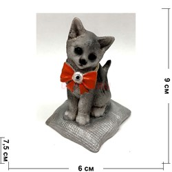 Кошка из керамики (K14) с бантиком 2 цвета - фото 137511