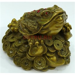 Статуэтка жаба с монетами Феншуй бронзовая - фото 137645