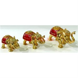 Металлическая шкатулка (4490) набор из 3 слонов со стразами - фото 138063