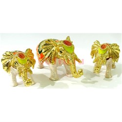 Металлическая шкатулка (4821) набор из 3 слонов со стразами - фото 138071