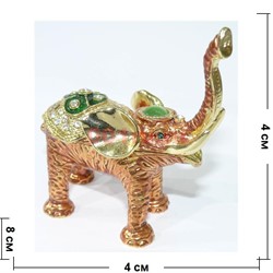 Металлическая шкатулка (2591) «Слон» со стразами - фото 138078