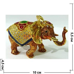 Металлическая шкатулка (4960) «Слон» со стразами - фото 138081