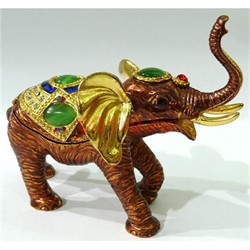 Металлическая шкатулка (3022) «Слон» со стразами - фото 138090