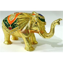 Металлическая шкатулка (4782) «Слон» со стразами - фото 138092