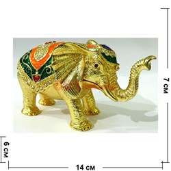 Металлическая шкатулка (4782) «Слон» со стразами - фото 138093