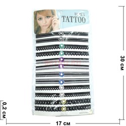 Тату-чокер черный с цветком 12 шт/упаковка - фото 138901