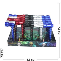 Трубка курительная металлическая простая 5 цветов - фото 139079