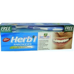 Зубная паста «Dabur Herb'l» для курильщиков 150 г с зубной щеткой - фото 139415