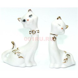 Фигурка фарфоровая белые «Кошки» набор из 2 шт - фото 139648