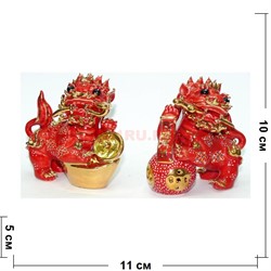 Фигурка фарфоровя красная «Дракон» набор из 2 шт - фото 139653