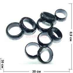 Кольцо из черного агата 30 мм граненое - фото 141039