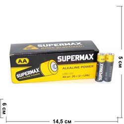 Батарейки 40 шт алкалиновые Supermax АА пальчиковые - фото 141370