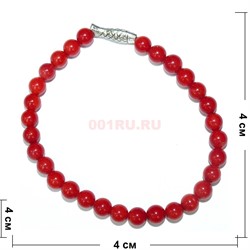 Браслет из красного коралла 4 мм с металлической фурнитурой - фото 141378