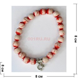 Браслет из красного коралла 8 мм с металлической фурнитурой - фото 141444