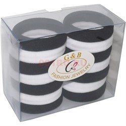 Резинка для волос (KG-4D) черная и белая 500 шт/блок - фото 141611