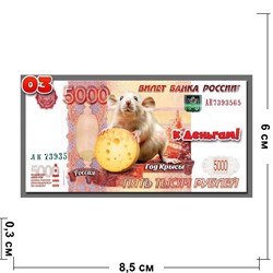 Магнит символ 2020 года купюра 5000 рублей «К деньгам!» Крыса с сыром - фото 141637