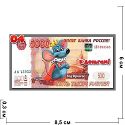Магнит символ 2020 года купюра 5000 рублей «К деньгам!» Крыса в плаще - фото 141639