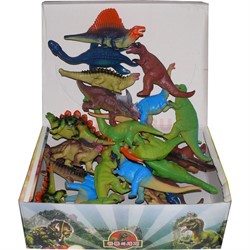 Игрушки динозавры пищащие 24 шт/уп резиновые - фото 141696