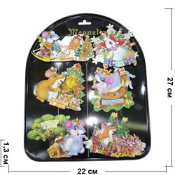 Магнит Символ 2020 года деревянный с крысами 50 шт/уп - фото 141793