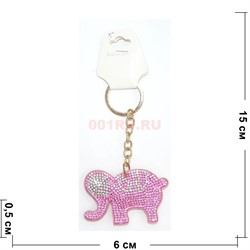 Брелок со стразами «Слон» 15 см кожаный - фото 141926