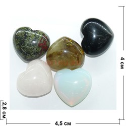Сердце из натуральных камней 4x4,5 см в ассортименте - фото 142086