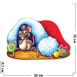 Деревянная ключница под стену Крыса (MS-222) с шапкой Символ 2020 года - фото 142933