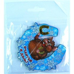 Магнит деревянный Крыса (MS-248) в подкове Символ 2020 года - фото 142997