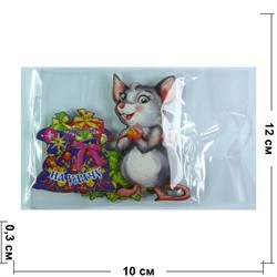 Символ 2020 года магнит деревянный Крыса с мешком (MS-255) - фото 143012