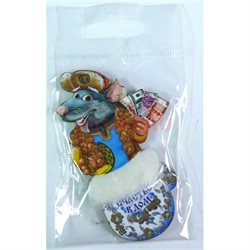 Символ 2020 года магнит деревянный Крыса в варежке (MS-268) - фото 143037