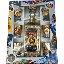 Набор подарочный в золоте СССР Звезда «бутылка + 6 стопок» - фото 143908